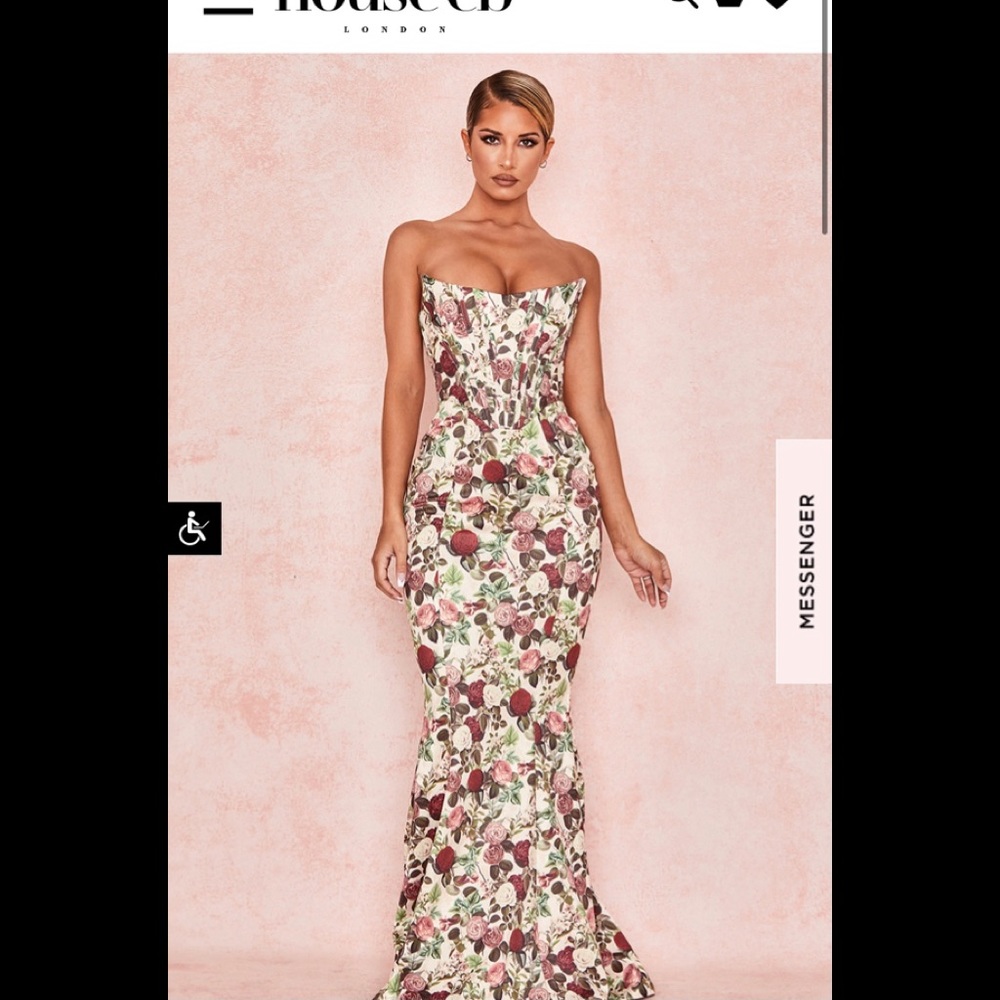 House of CB Vintage Floral Malika Dress, L (8-10)